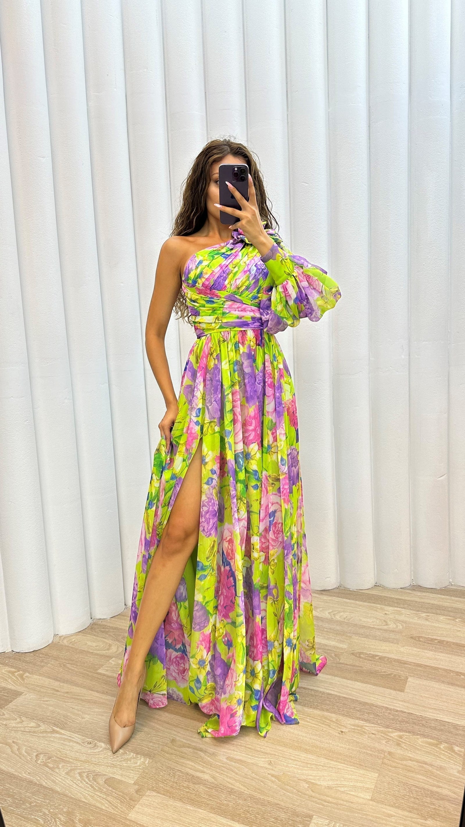 Whitney | Elegant Flowy Shoulder Dress for Summer Events - Image 7