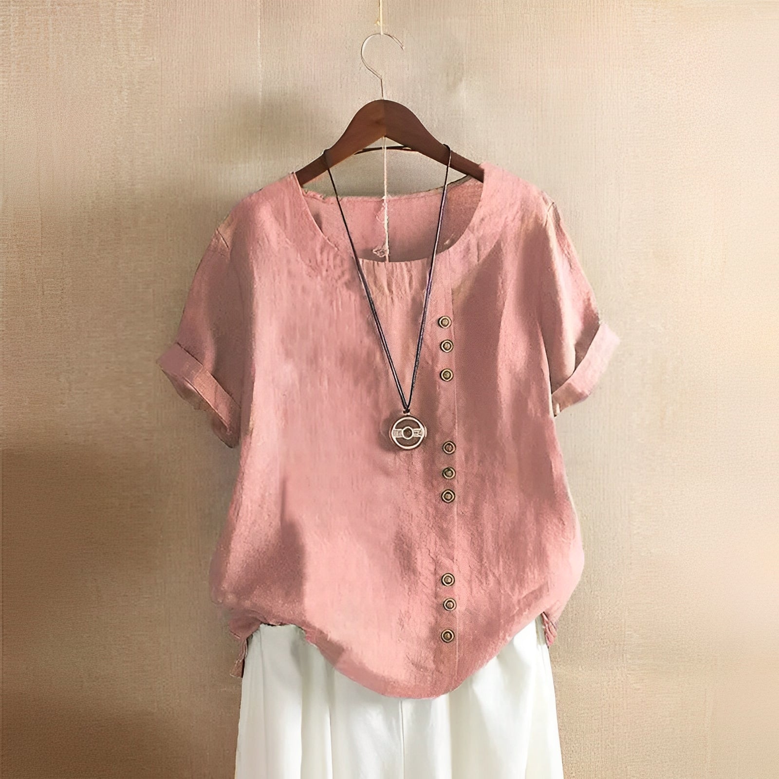 Pauleen - Classica, comoda camicia a maniche corte per donne