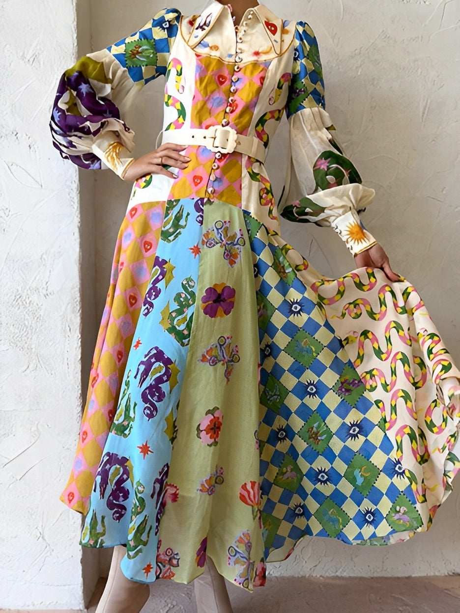 Gemma - Abito maxi lungo colorato per donne