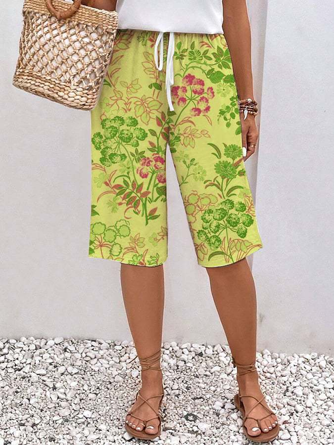 Shelia - Shorts floreali larghi con laccetto
