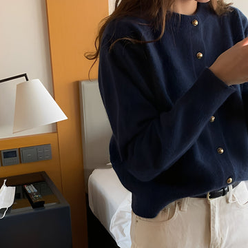 Merla - Maglione-Cappotto Sciolto con Scollo Rotondo per Donne