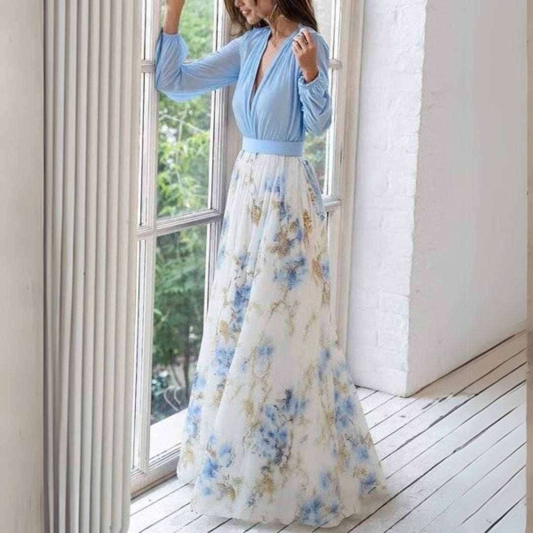 Anastasia - Elegante Abito Lungo con Stampa Floreale