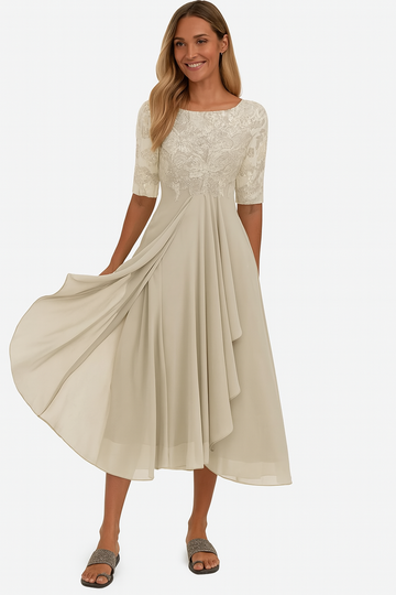 Ximena - Elegante Abito in Pizzo da Donna al Ginocchio