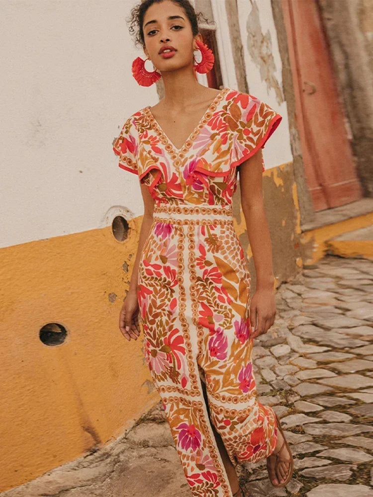 Dianarah- Elegante Vintage Abito a Maniche Lunghe