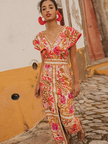 Dianarah- Elegante Vintage Abito a Maniche Lunghe