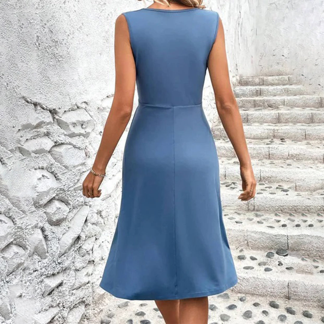 Therese - Abito midi estivo senza maniche leggero per donne