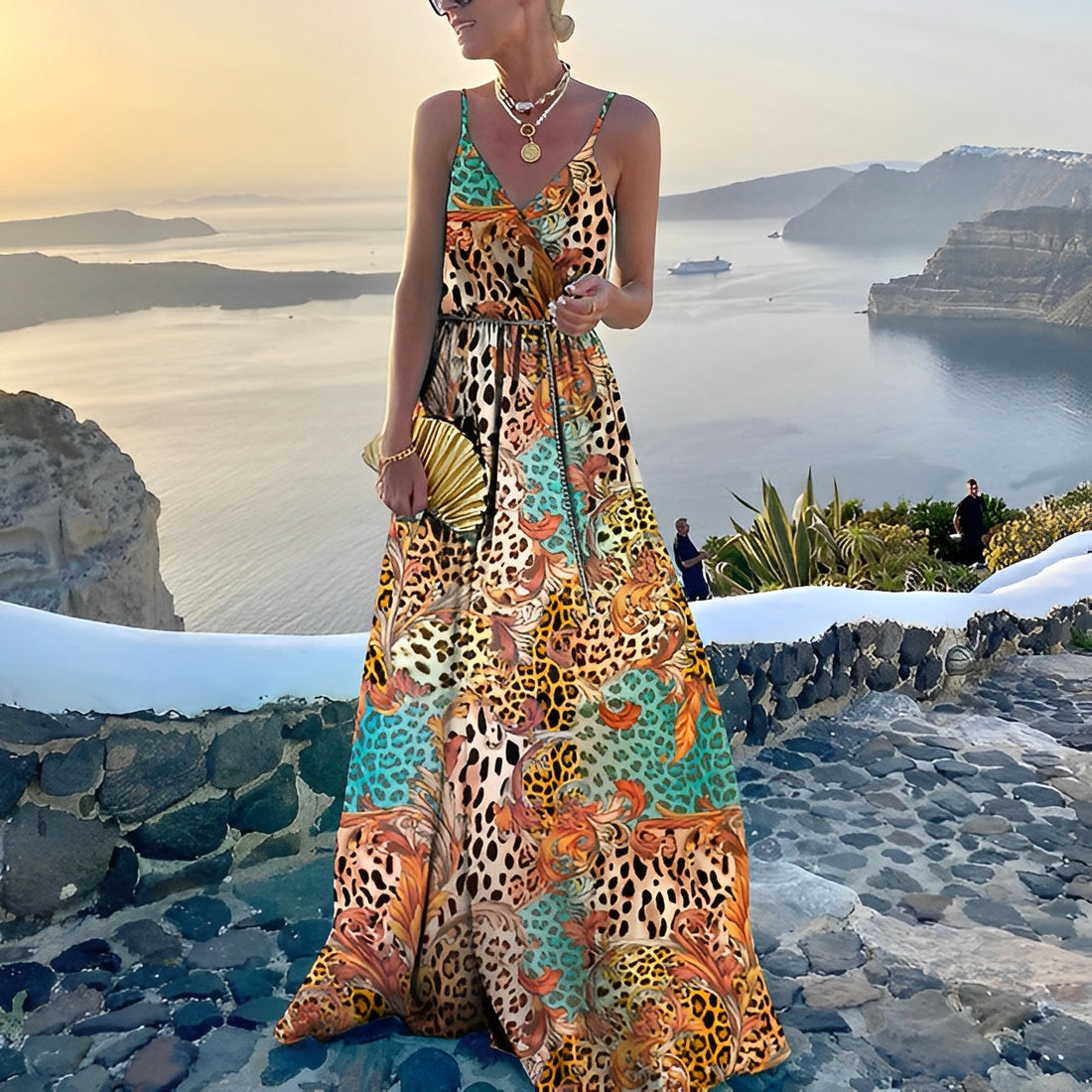 Wendi - Abito corto Boho-Chic con cintura per donne