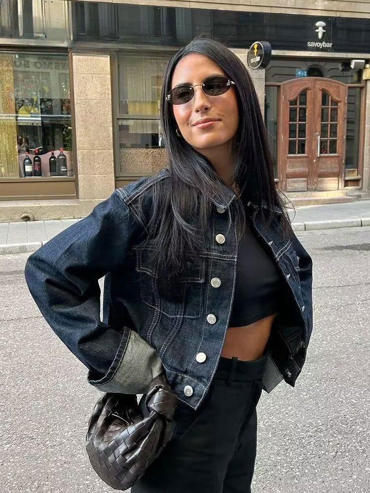 Clara – Insieme Denim con Giacca Trucker & Jeans Vita Alta