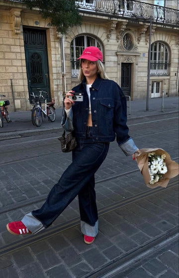 Clara – Insieme Denim con Giacca Trucker & Jeans Vita Alta