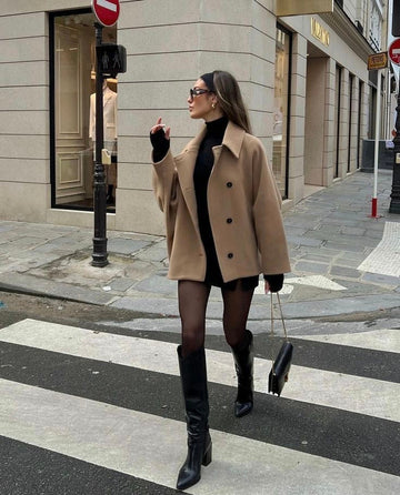 Elena – Cappotto Oversize in Lana Mista Doppiopetto