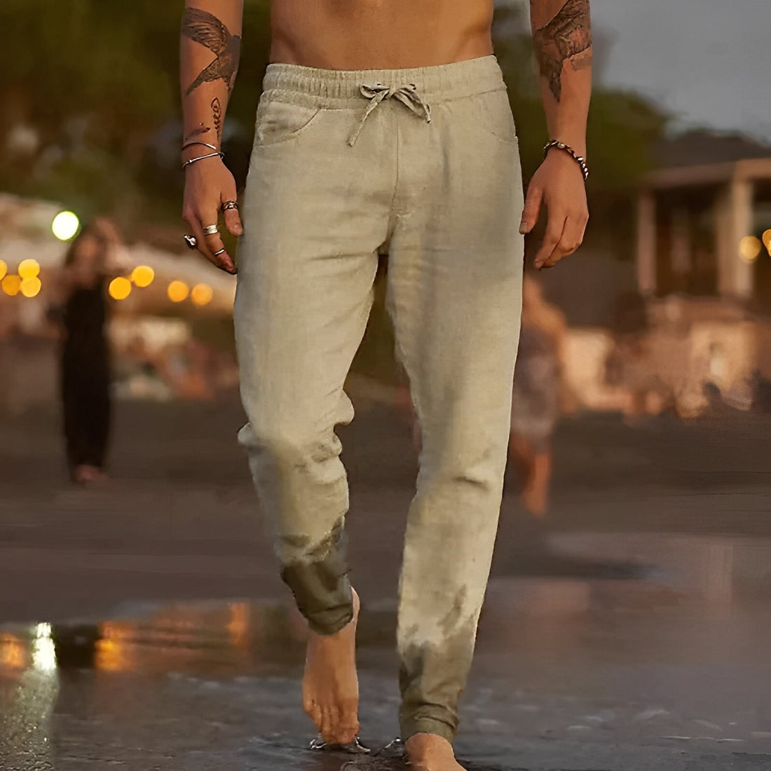 Trafford - Pantaloni da spiaggia in lino casual per uomini