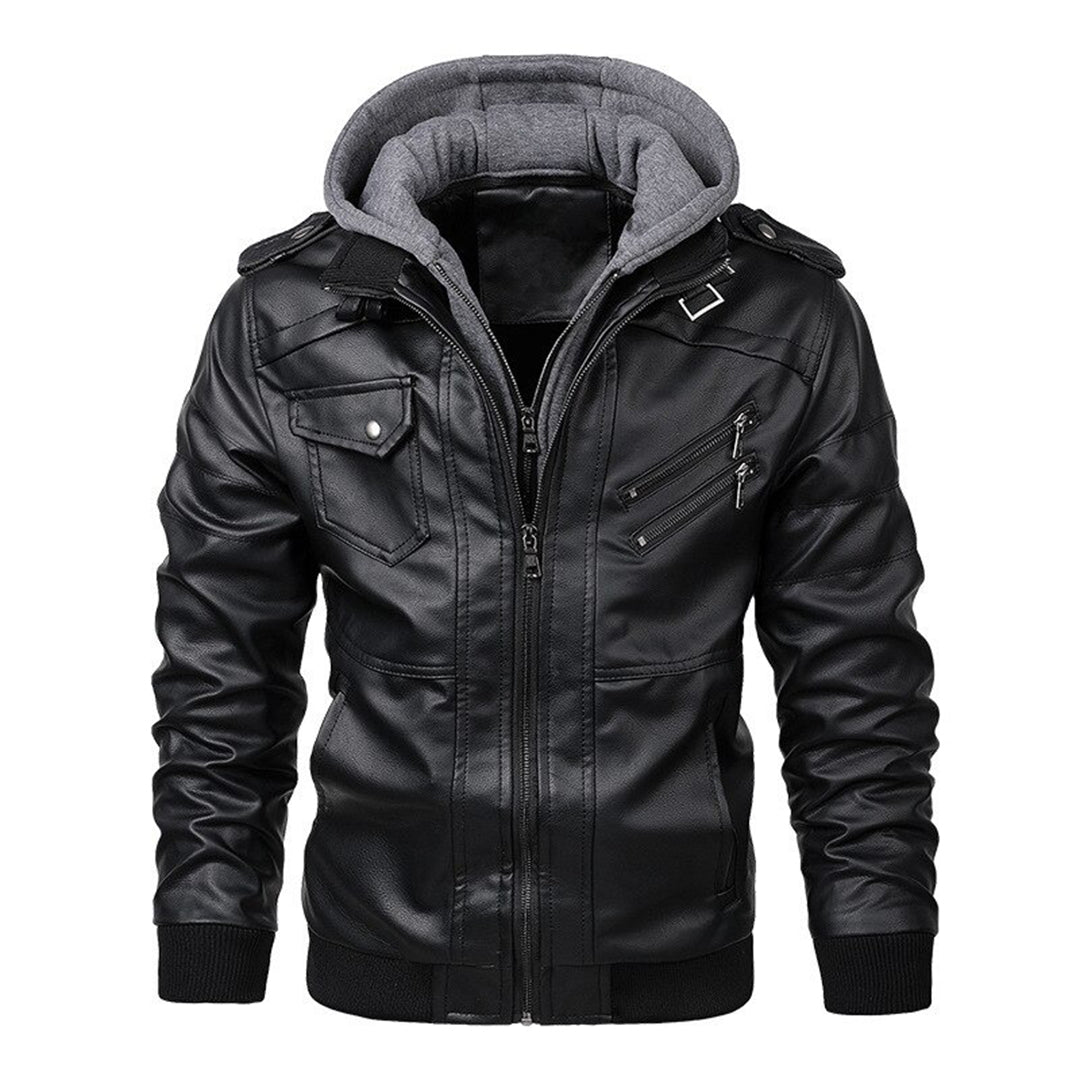 Legolas - Giacca casual in pelle con cappuccio per uomo