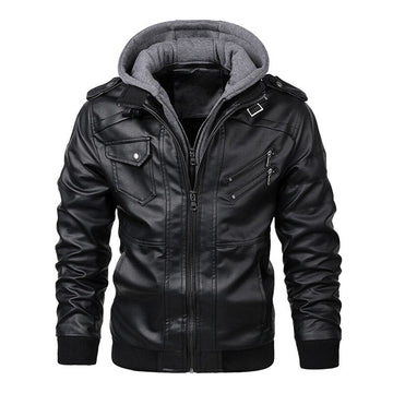 Legolas - Giacca casual in pelle con cappuccio per uomo