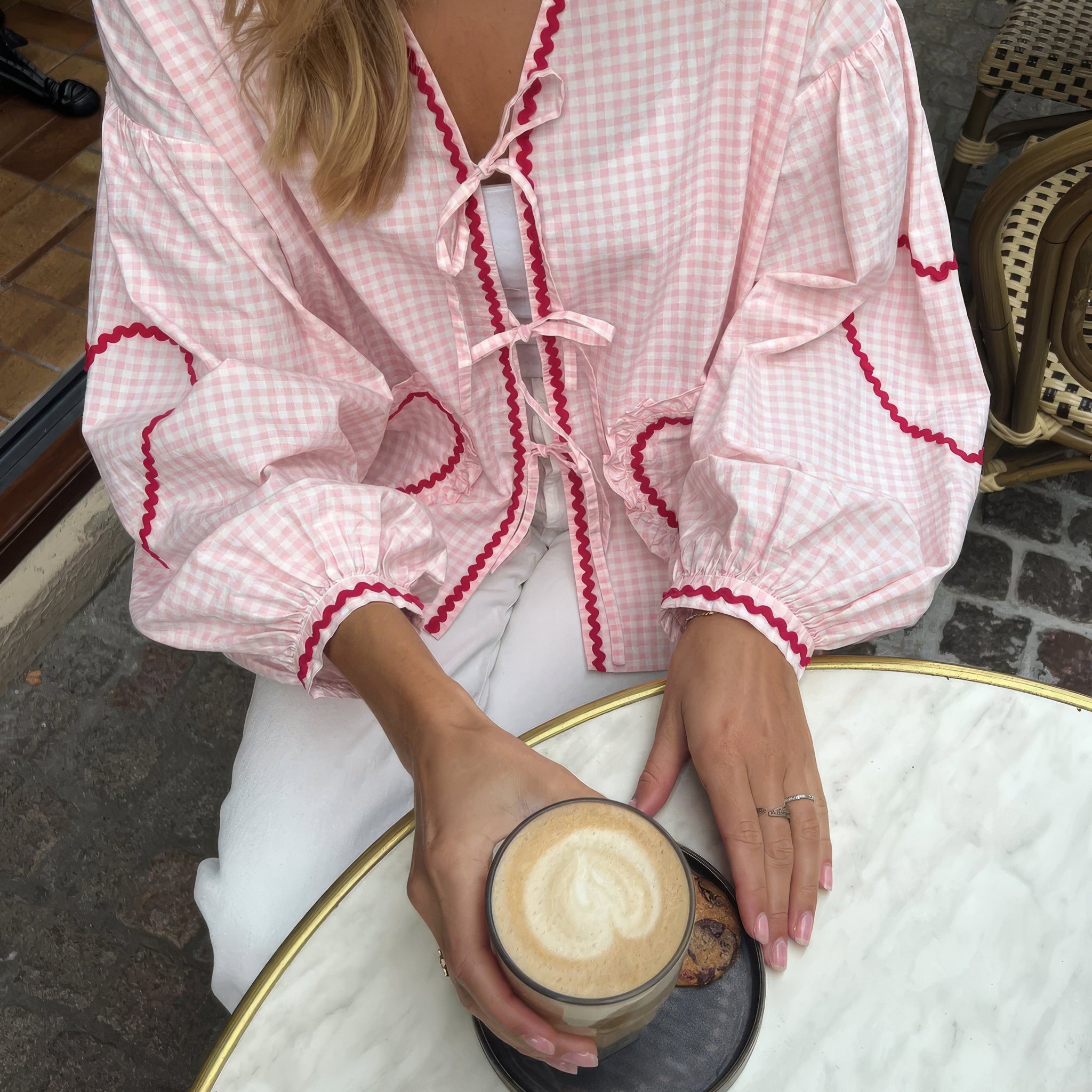 Claudia – Blusa Gingham con Fiocco