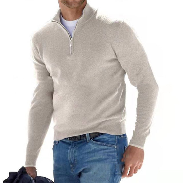 Franco - Scollo a V Maglione con Cerniera