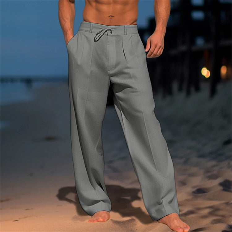 Justine - Uomo Pantaloni di Lino con Coulisse