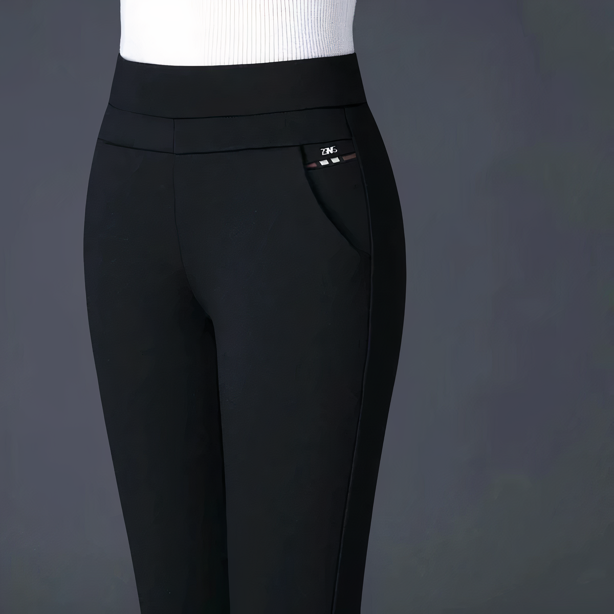Wenda - Pantaloni a vita alta con elastico per donne
