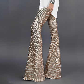 Charlita - Elegante pantalone svasato con paillettes per donna
