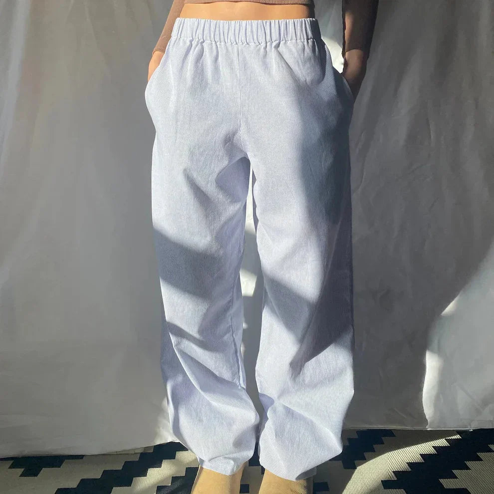 Elis – Pantaloni Donna Gamba Larga a Vita Alta
