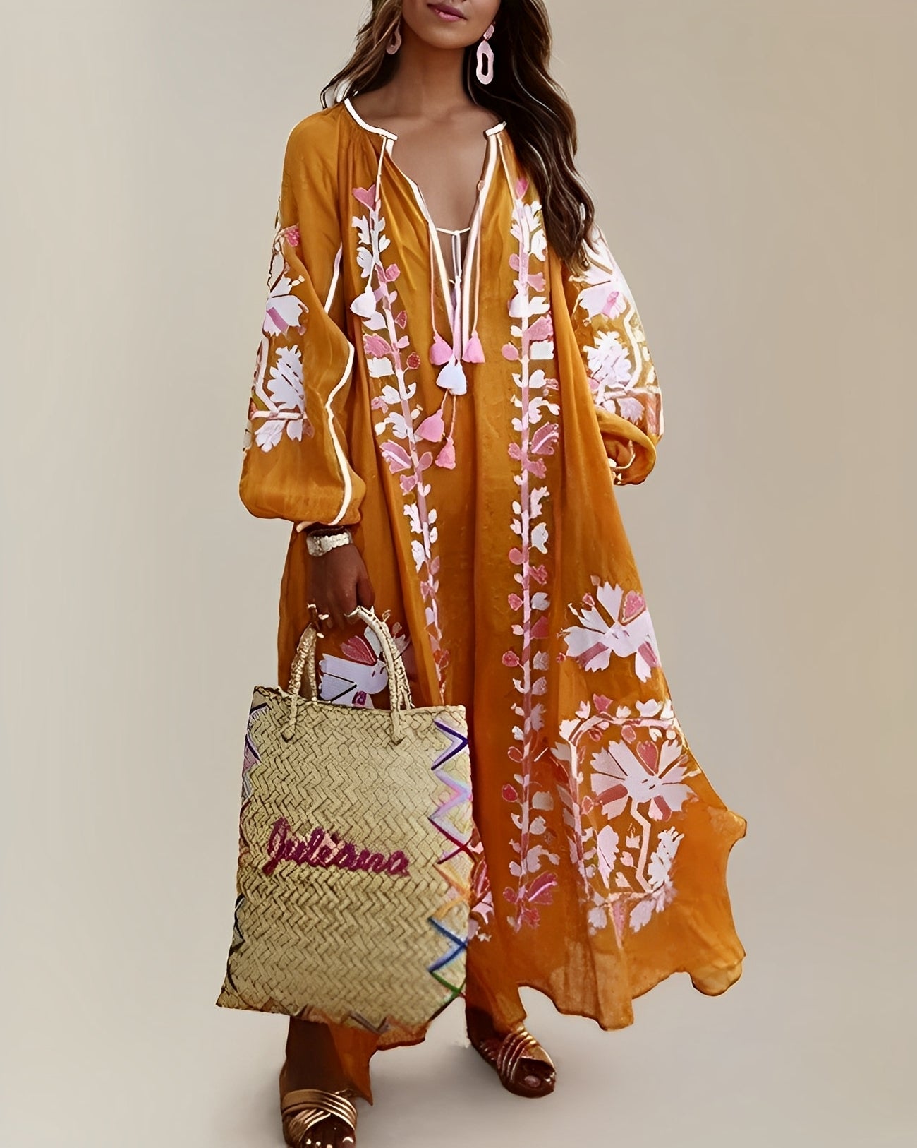 Rozanne - Abito midi retrò in stile boho per donne