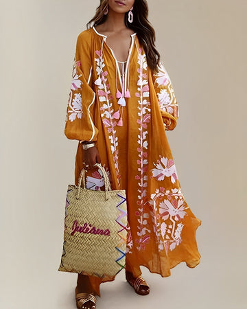 Rozanne - Abito midi retrò in stile boho per donne