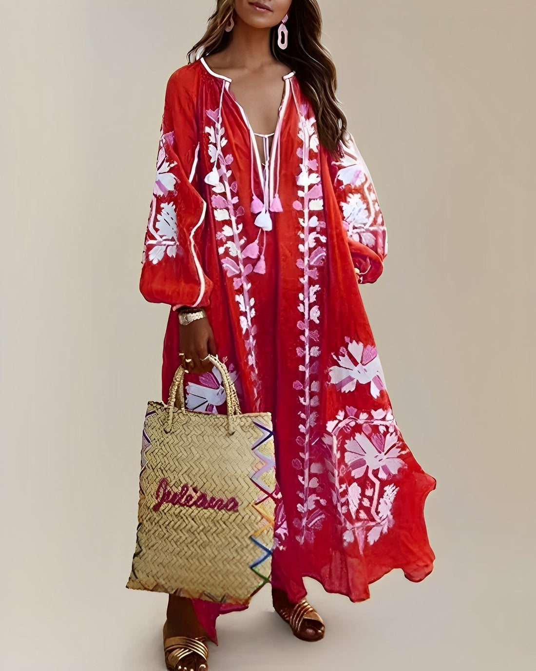 Rozanne - Abito midi retrò in stile boho per donne