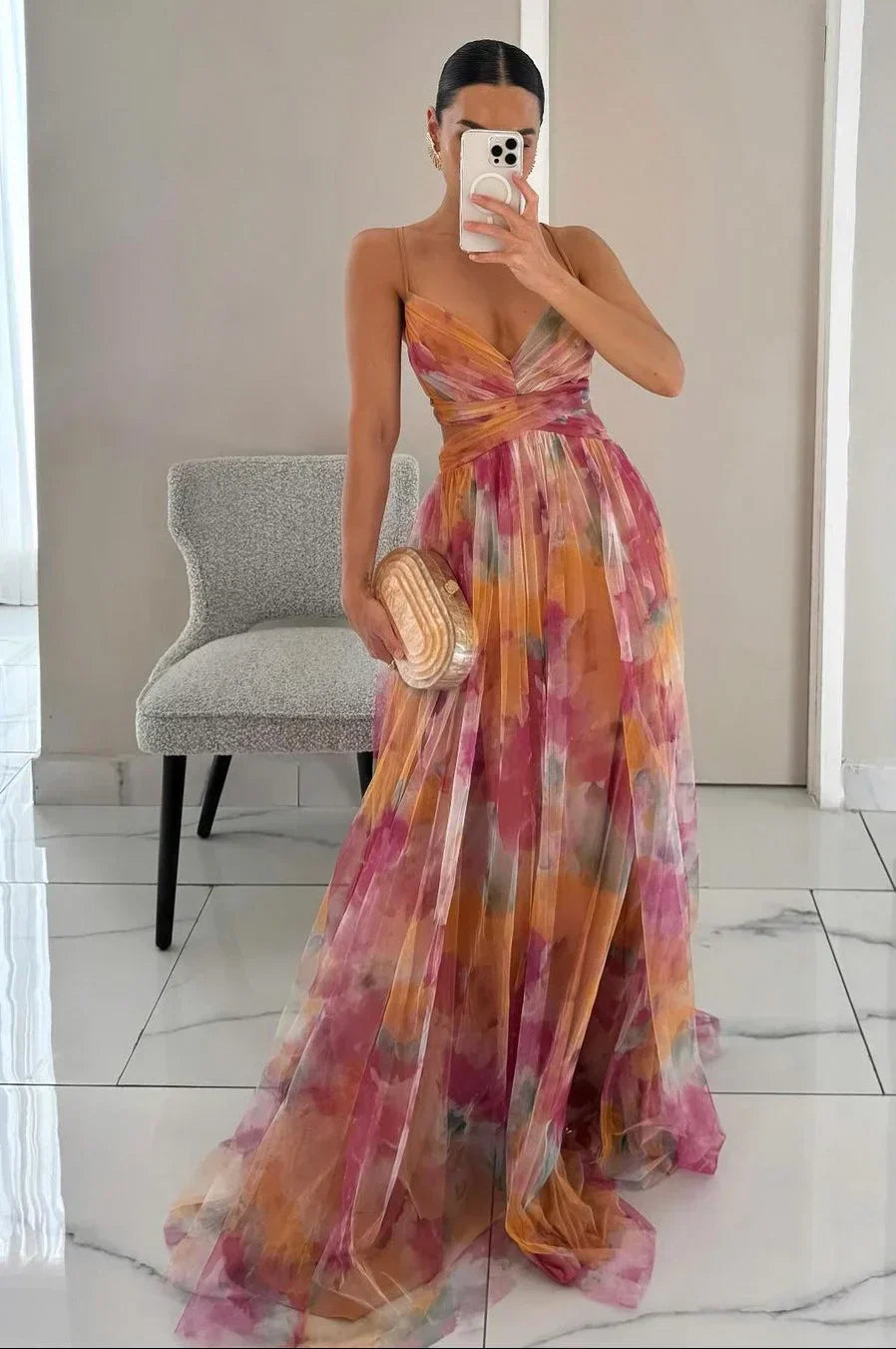 Brienne - Abito Lungo Donna, Elegante & Stratificato