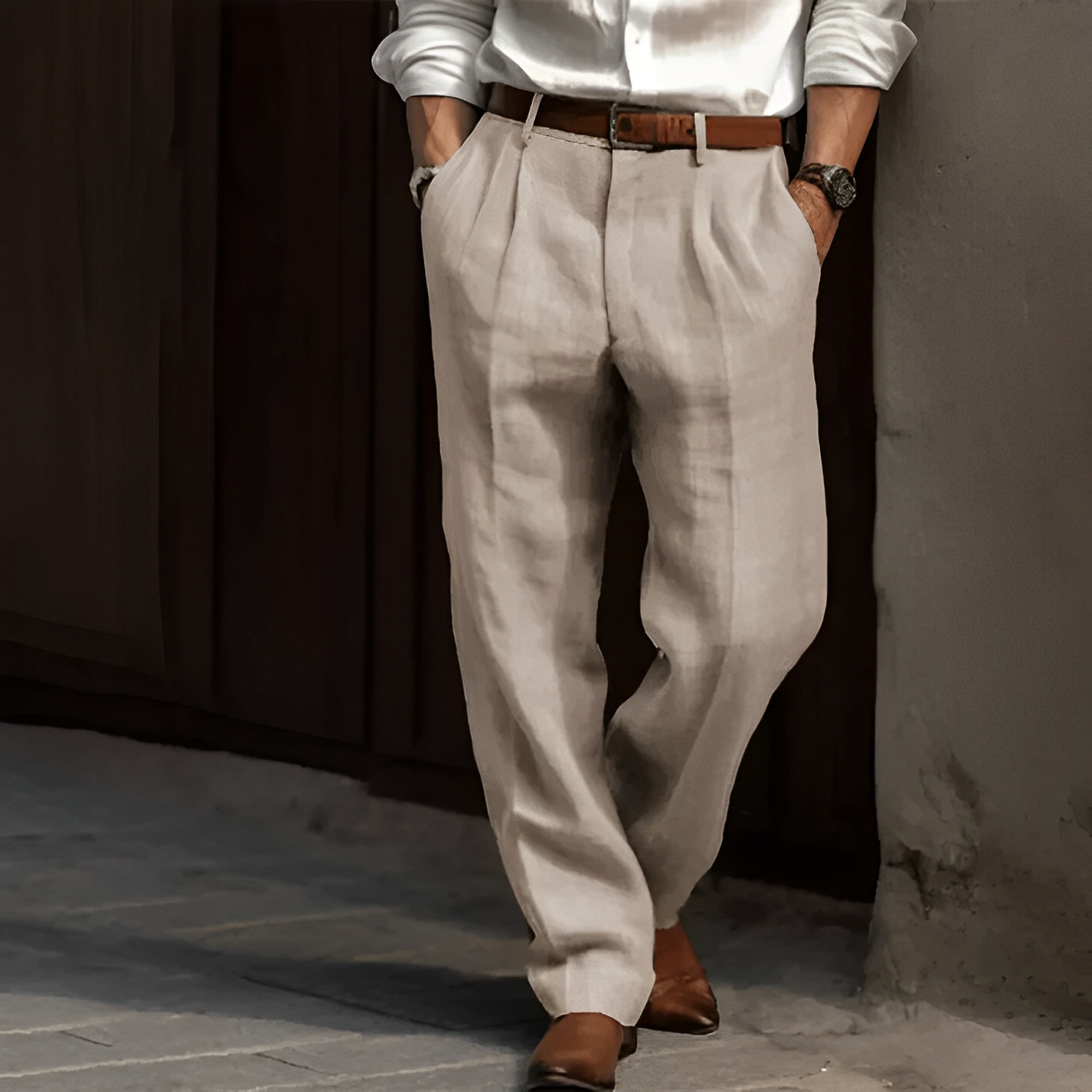 Zaiden - Pantaloni retrò a gamba dritta per uomo
