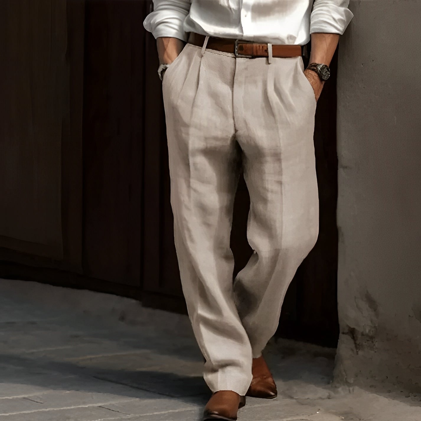 Carlos - Pantalone in lino retrò da uomo
