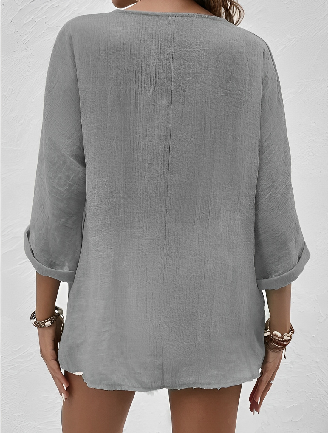 Emerie - Maglia comoda a maniche lunghe con bottoni