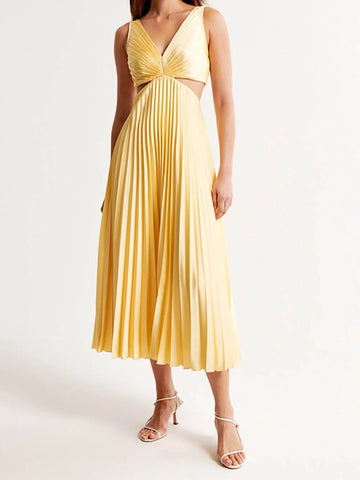 Arya - Elegante Abito a Pieghe Midi per Donne