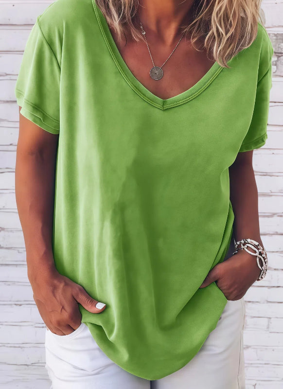 Estela - Maglietta casual con scollo a V