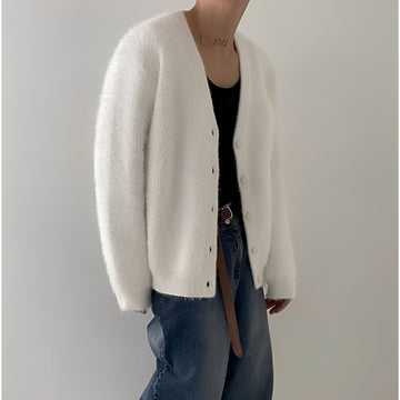 Merton - Cardigan di maglia casual in lana per uomo