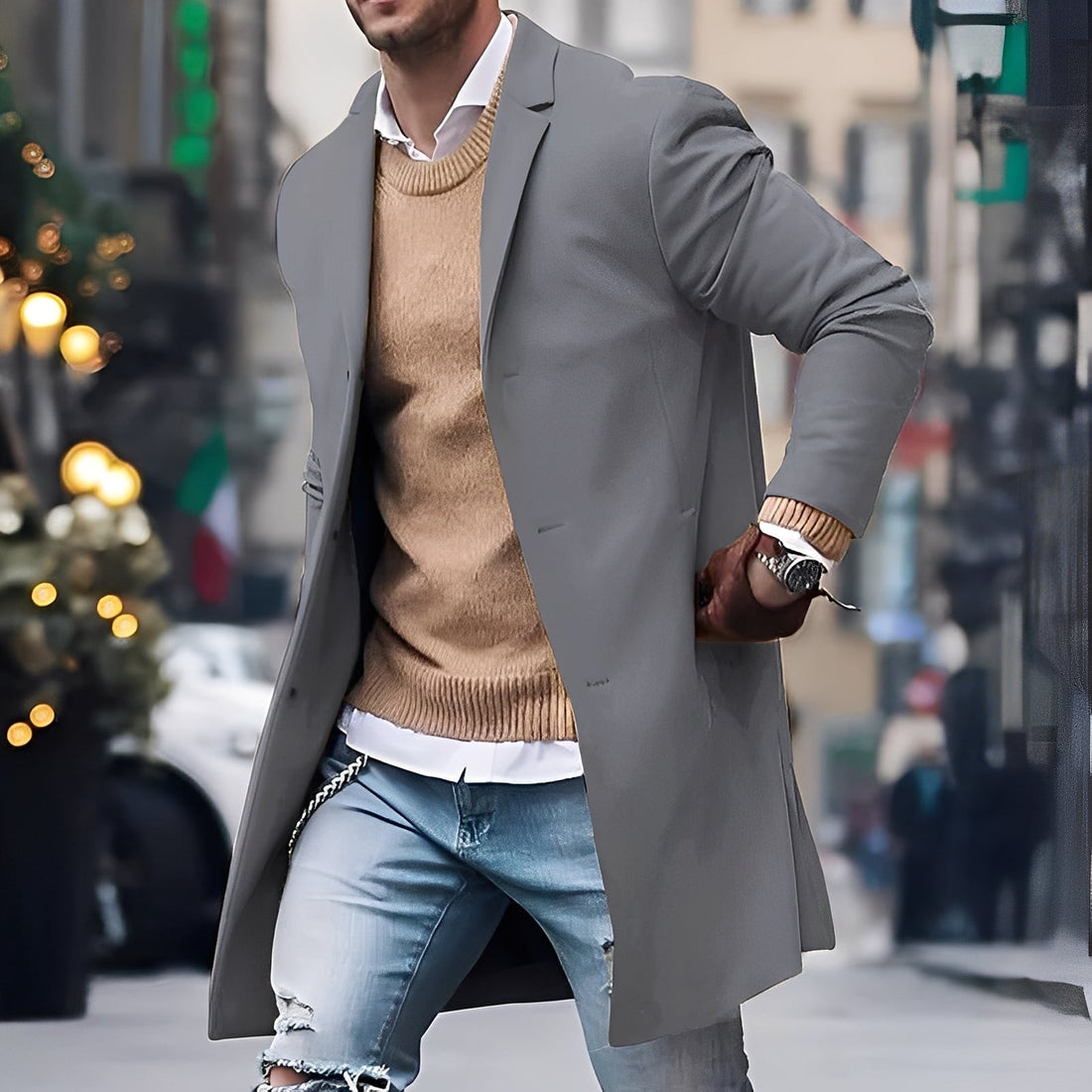 Kenyon - Elegante trench coat con bottoni per uomo