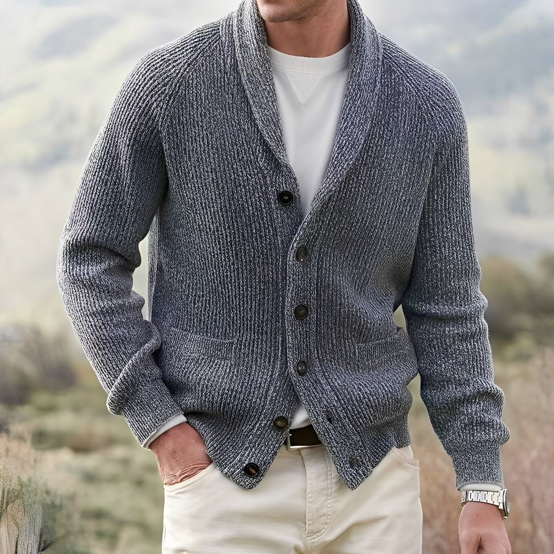 Jerold - Cardigan vintage con reverso largo per uomini