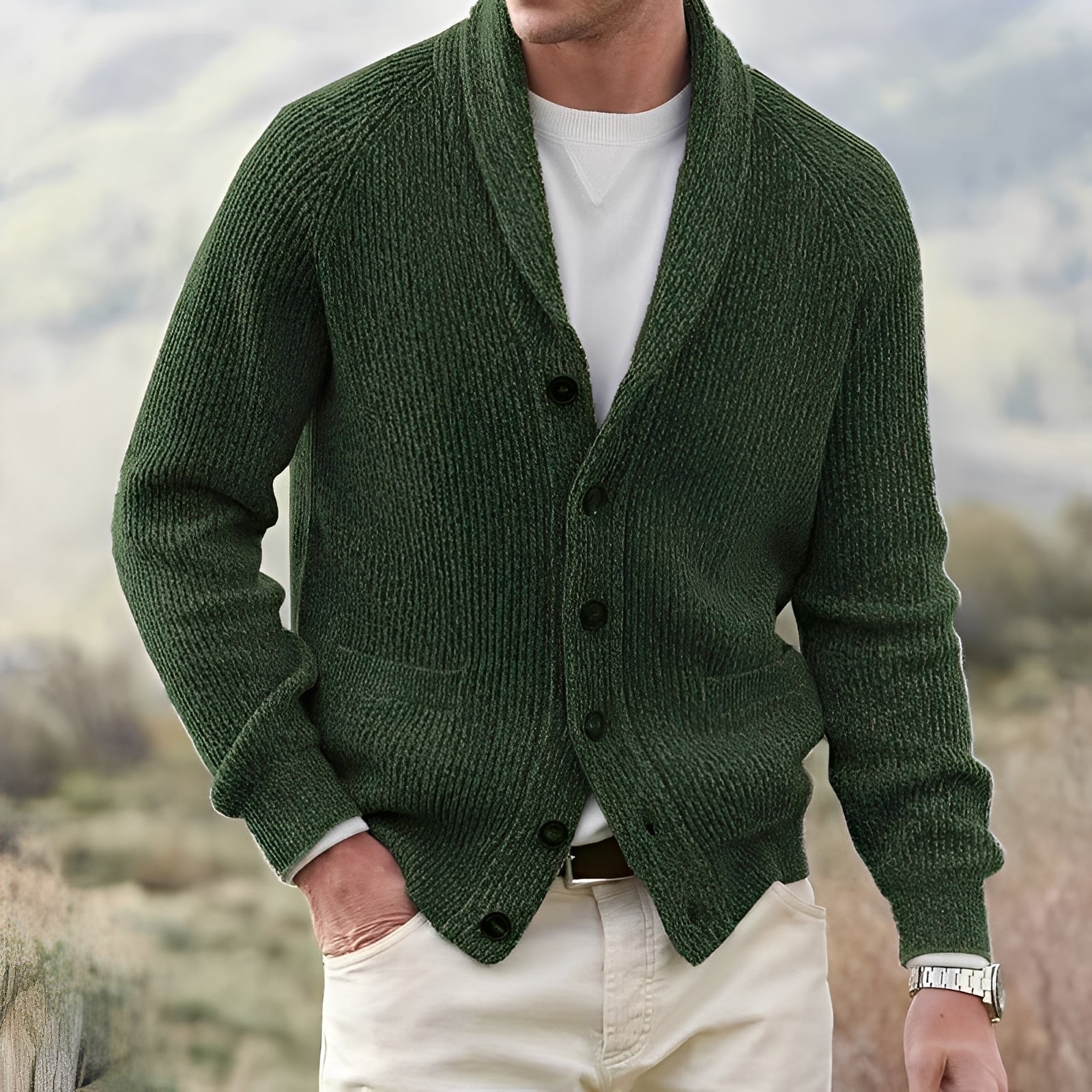 Micheal - Cardigan classico con ampio revers per uomini
