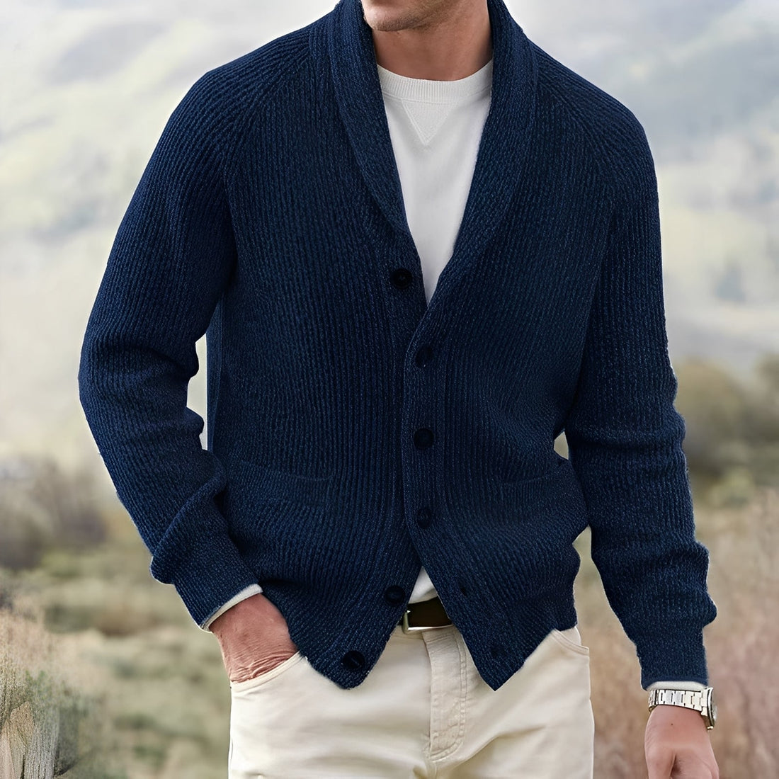 Micheal - Cardigan classico con ampio revers per uomini