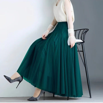 Kelly - Gonna midi casual in mesh plissettato per donne