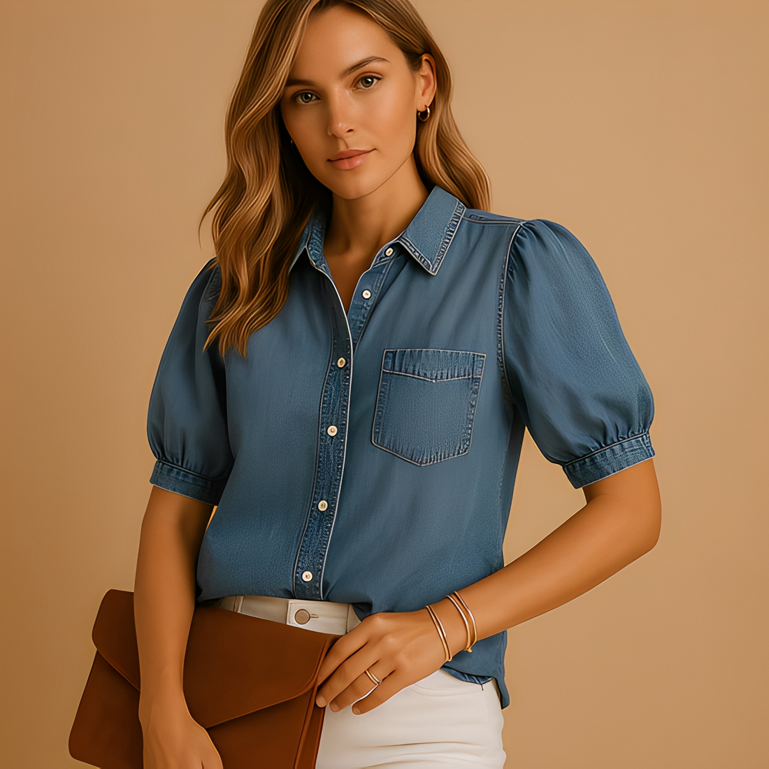 Alesandrina - Camicia classica in denim per donne