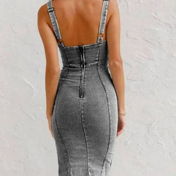 Elsewith - Abito Estivo in Denim Regolabile