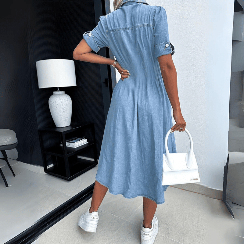 Harlee - Elegante abito di jeans in lunghezza midi per donne