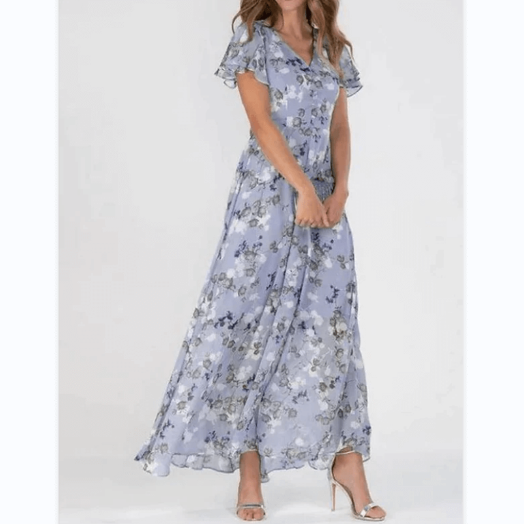 Leodessa - Abito Floreale Maxi Donna Invitata Nozze