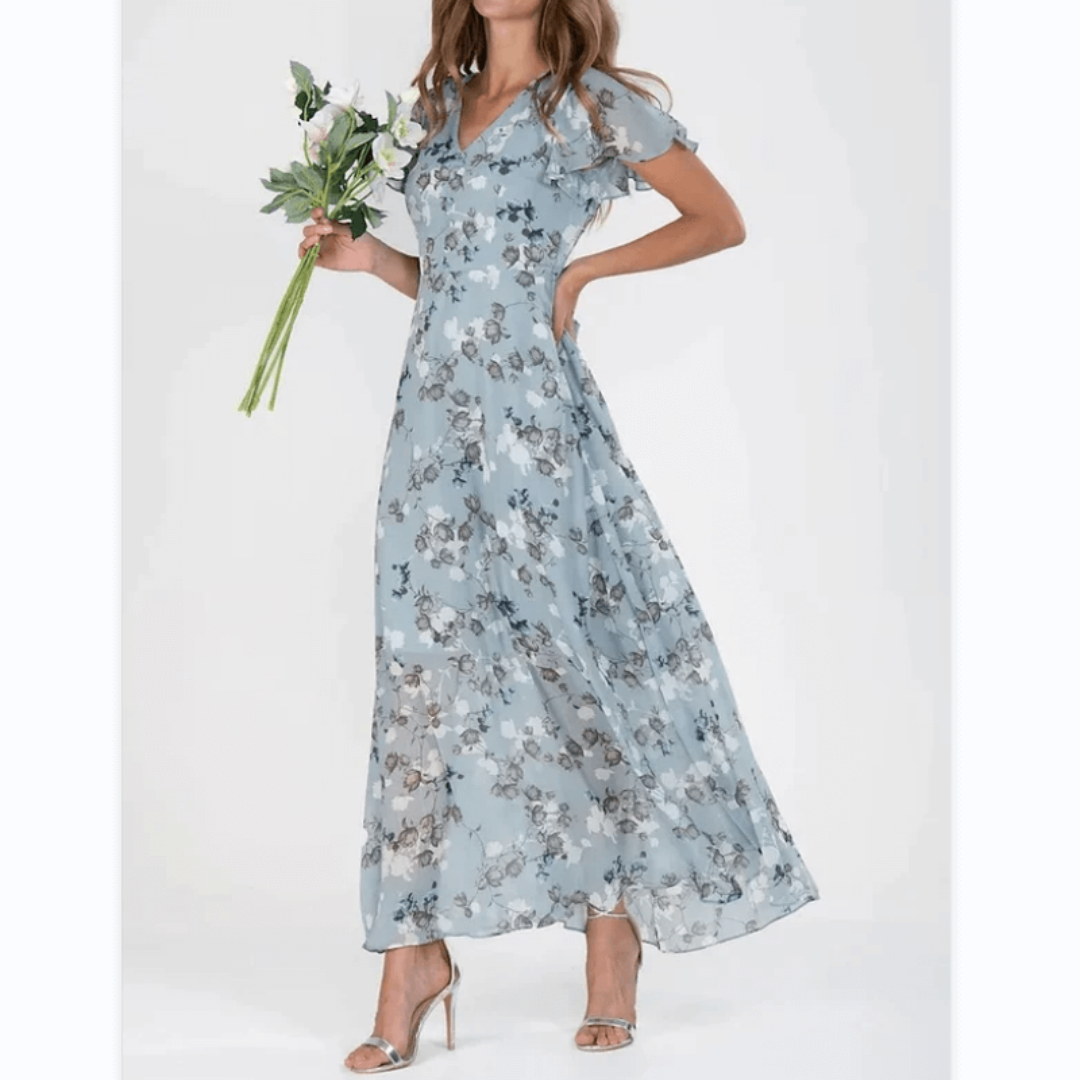 Leodessa - Abito Floreale Maxi Donna Invitata Nozze