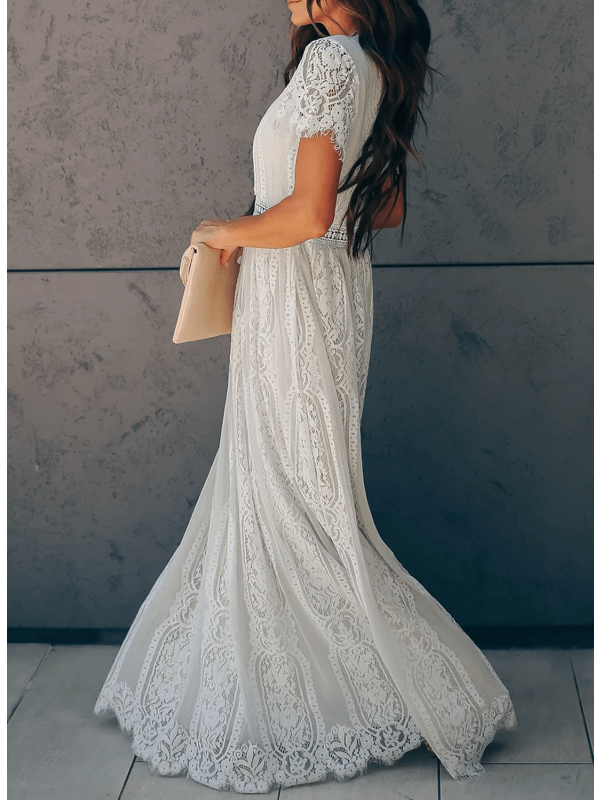 Amarie- Elegante Abito in Pizzo con Scollo a V