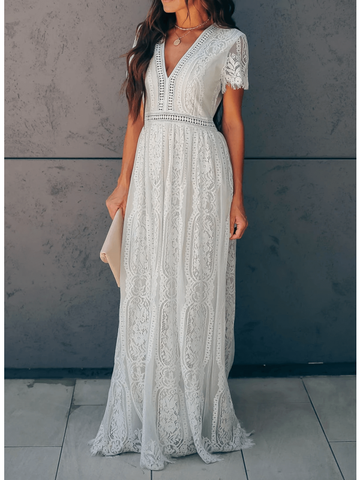 Amarie- Elegante Abito in Pizzo con Scollo a V